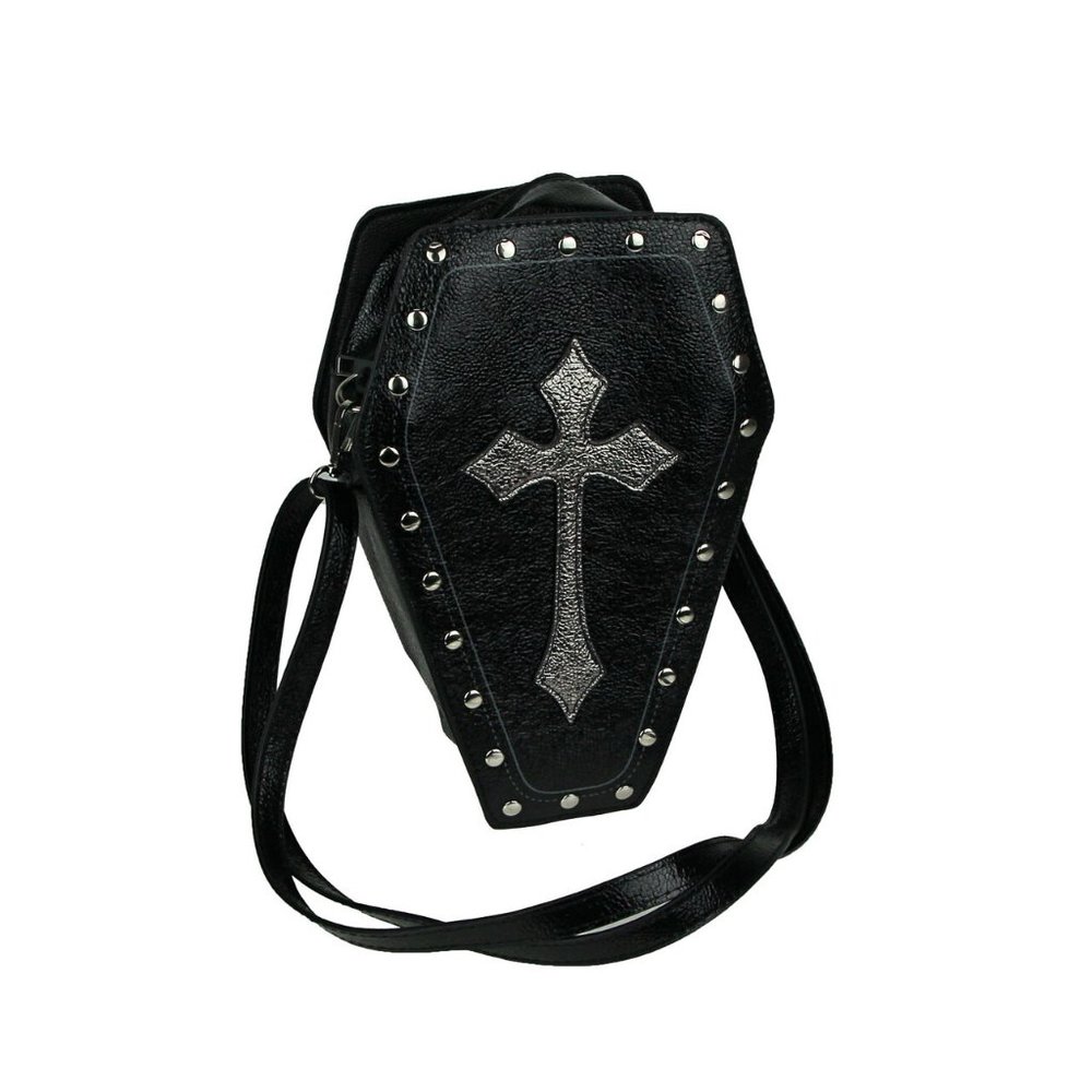 Metallic Cross Coffin Mini Backpack Purse Bag - Picture 4 of 4